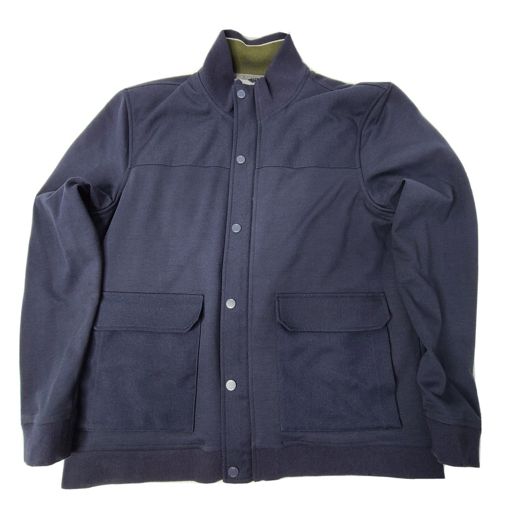Ted Baker London Men's Size 5 (XL) Kaptain Slim Fit Jacket Navy Blue snap & zip